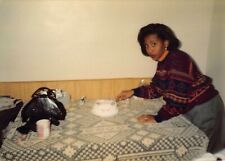 Vtg 1990s Found Photo African American Black Pretty Woman Kitchen #19 picture