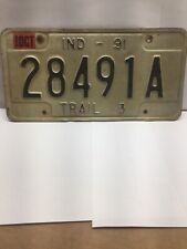 Vintage Indiana Trailer License Plate -  - Single Plate 1991 Crafting Birthday picture