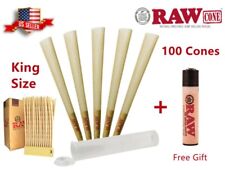 Authentic RAW Classic King Size Pre-Rolled Cones 100 Pack & Free Clipper Lighter picture