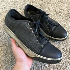 Lanvin DBB1 Black Leather Crocodile Pattern Cap Toe Sneakers Size 10 picture