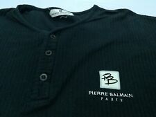 Pierre Balmain Paris T Shirt V Neck Half Button Up Embroidery Logo Made in Japan picture