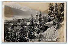 1933 Merry Christmas Davos Graubünden Switzerland RPPC Photo Postcard picture