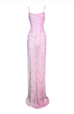 Vintage 1990's Roberto Cavalli Sheer Pink Print Extra Long Maxi Dress picture