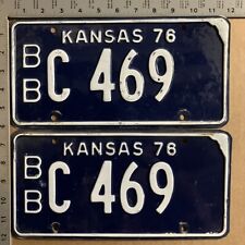 1976 Kansas license plate pair BB C 4 69 YOM DMV Bourbon Ford Chevy Dodge L230 picture
