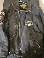 Vintage Harley Davidson Black Canvas Jacket Size Medium V Twin Patch Zipper Slee picture