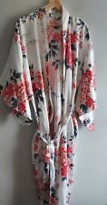 FP In Tokyo White Floral Satin Made In Japan Maxi Kimono Robe 55 In Length picture