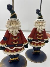 Vintage Papel Freelance Set Of 2 Santa Claus Candle Stick Holders picture