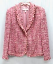 womens pink ESCADA boucle blazer suit jacket cotton wool Large 42 12 picture
