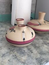 Betty Selby Authentic Native American Southwest Pottery Vase Signed Set of 2 picture
