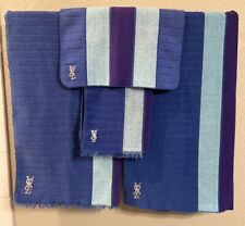Vintage 1970s Yves Saint Laurent Towel Set Striped Blue Aqua Purple 4 Piece Set picture