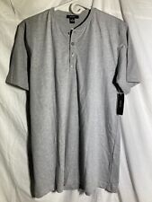 Alfani 100% Cotton Short Sleeve Henley Shirt Solid Light Grey  Men's.   Medium picture