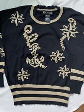 Vintage Women’s Nautical sweater Escada By Margaretha Ley-38 Black/Gold picture