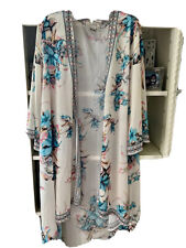 FLYING TOMATO BoHo Wrap Long Sheer Kimono Lrg Pretty Floral NWOT Must See picture