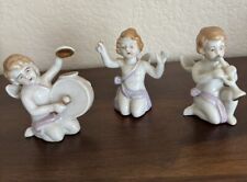 Vintage Japan 3 Piece Porcelain Angel Figurines Playing Musical Instruments picture