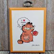 1983 Enesco Garfield I Love Food Wooden Plaque 5x4
