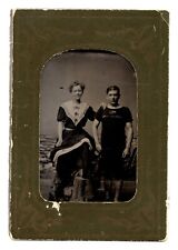 C. 1890s TINTYPE BELLIS RISQUE WOMEN WITH MAN IN SWIMMING SUIT ATLANTIC CITY NJ picture