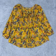 Vera Wang Shirt Womens Large Yellow Blue Princess Floral Pullover Long Sleeve picture