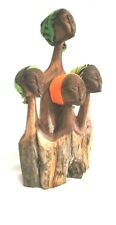Nigerian women with scarf head coverings sculpture ~ wooden Hand carving picture