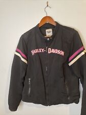 Harley Davidson Women’s Riding Zip Up Sz XL Jacket Cotton poly Lined Pink white picture