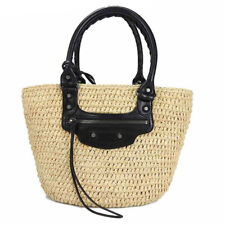 Used Balenciaga Handbag Basket Bag Raffia Pannier Xs 466498 Braided Leather With picture