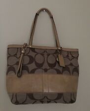 VTG Authentic Coach Signature beige/gold Tote Bag Handbag Shopper Shoulder 14