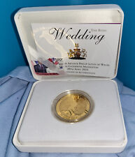Princess Kate Middleton William Royal Wedding Gold Solid Silver Coin Proof Stamp picture