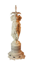 Mid Century Metal Italian Florentine Style Three Lady White Statue 19.5