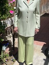 BEAUTIFUL St John collection knit Lime Green jacket pant suit size 10 14 picture
