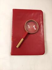 Vintage Red Leather Pocket Atlas With Magnifying Glass picture