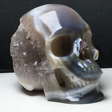 1025gNatural Crystal Agate Geode,Specimen Stone,Hand-Carved. The Exquisite Skull picture