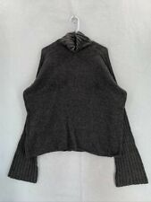 Dries Van Noten Womens Sweater Grey Balloon Sleeve Tight Knit Sweater Sz S picture