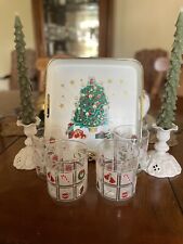 Vintage Libbey Christmas Old Fashioned Glasses Frosted Windowpane, Set of 4 picture