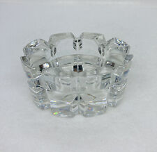 Vintage 1980s Crystal Glass Ashtray Heavy Geometric Abstract Oval Decor X picture