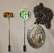 3 Vintage ERA Equal Rights Amendment NOW Stick Pins Medallion July 1978 March picture