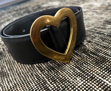 Moschino Cheap and Chic Vintage Black Leather Heart Buckle Belt 40 picture