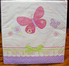 Amscan BEVERAGE Napkins~Carter's Baby Girl w/Butterflies 3-ply ~16ct~ USA    238 picture