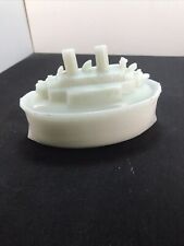 Antique CL Flaccid Wh. Milk Glass Battleship Boat Covered Mustard Dish 1898 6x4 picture