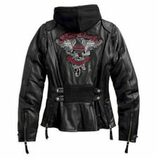 Harley Davidson Women's AMELIA 3 IN ONE LEATHER RHINESTONES WINGS SIZE XS picture