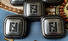 Set of 3 Size 22 x 22 mm FENDI logo FF Vintage Buttons Silver Tone Metal picture