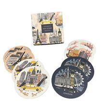 Rifle Paper Co Bon Voyage NYC LONDON PARIS TOKYO Coaster Set 8 Paper Coasters picture