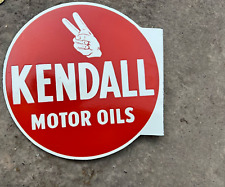 PORCELAIN KENDALL MOTOR OIL ENAMEL SIGN 24X24 INCHES DOUBLE SIDED WITH FLANGE picture