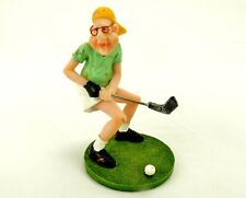Golfer Figurine, Skinny Old Guy in White Shorts & Yellow Hat, Vintage Polyresin picture