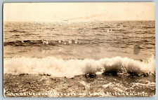 RPPC Vintage Postcard - Sunshine & Breakers on Lake Michigan - Real Photo 1929 picture