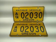 Vintage Oregon PAIR Set of License Plates - Antique Vehicle - AQ 02030 - Nice picture