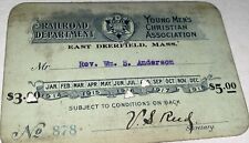 Rare Antique Young Men's Christian Association Railroad Department Pass 1916 picture
