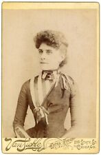 CIRCA 1800'S CABINET CARD Lovely Woman Unique Victorian Dress Van Sickle Chicago picture