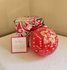 Vera Bradley Raspberry Fizz Christmas Glass Ball Ornament w/ A Keepsake Gift Box picture