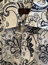 Etro Men's Paisley Floral Black White Button Up Long Sleeve Shirt Sz 44 (XL) picture