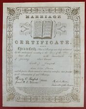 1858, New York State Christian Marriage Certificate picture
