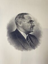 President Harry S. Truman engraved presidential portrait Vintage picture